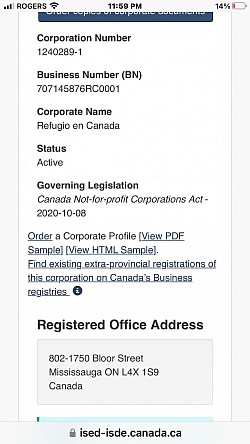 Refugio en Canada   registro  de corporacion federal activa
